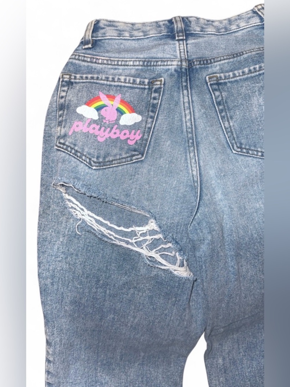 PLAYBOY x PacSun Light Wash Blue Straight-Leg Mom Jeans